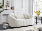 Elijah Cream Velvet Loveseat - 613Cream-L - Vega Furniture