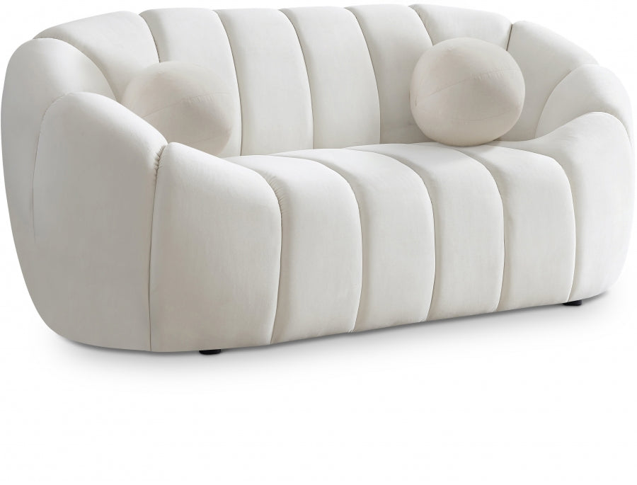 Elijah Cream Velvet Loveseat - 613Cream-L - Vega Furniture