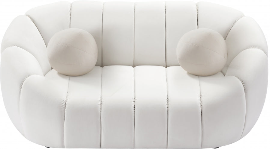 Elijah Cream Velvet Loveseat - 613Cream-L - Vega Furniture