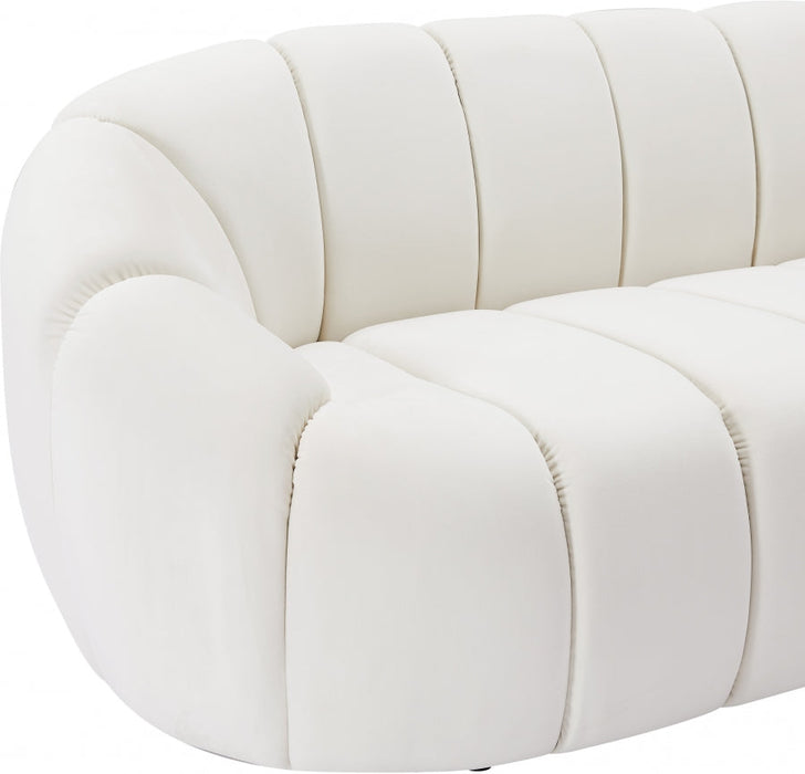 Elijah Cream Velvet Loveseat - 613Cream-L - Vega Furniture