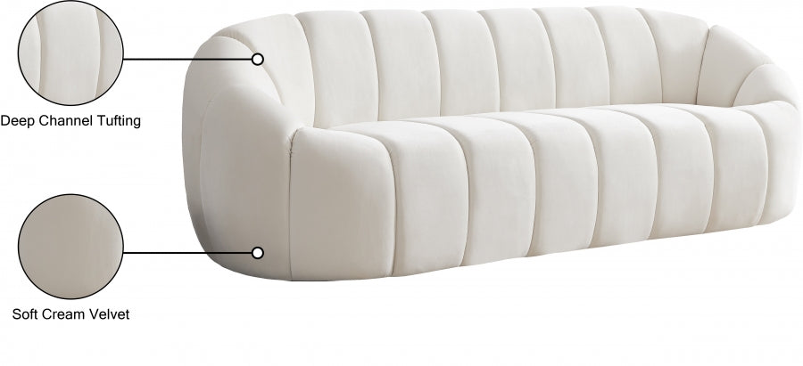 Elijah Cream Velvet Sofa - 613Cream-S - Vega Furniture