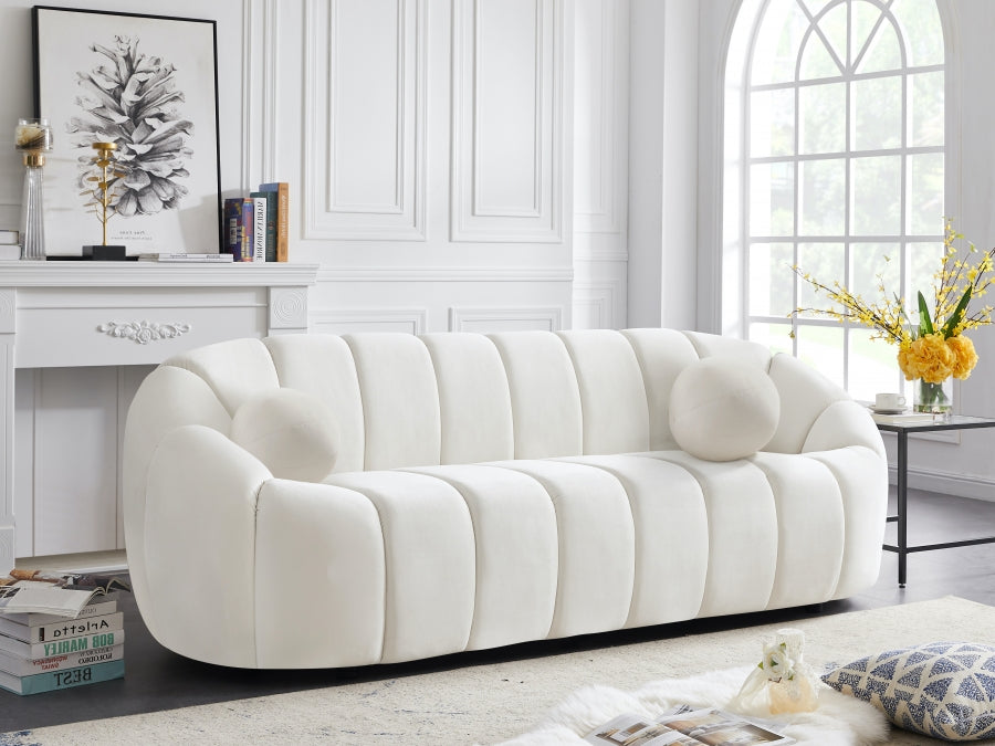 Elijah Cream Velvet Sofa - 613Cream-S - Vega Furniture