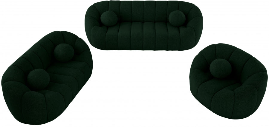 Elijah Green Boucle Fabric Loveseat - 644Green-L - Vega Furniture