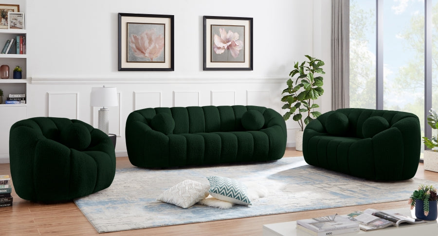 Elijah Green Boucle Fabric Loveseat - 644Green-L - Vega Furniture