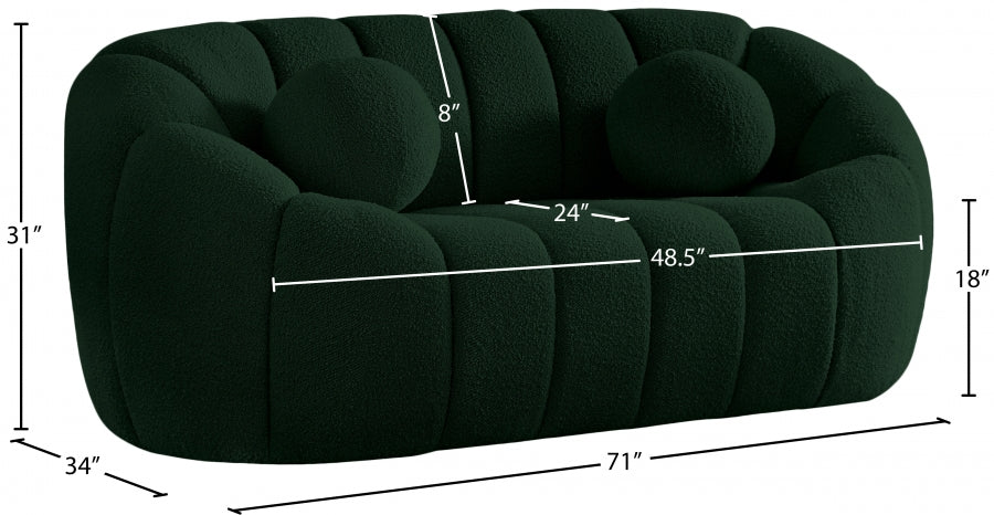 Elijah Green Boucle Fabric Loveseat - 644Green-L - Vega Furniture