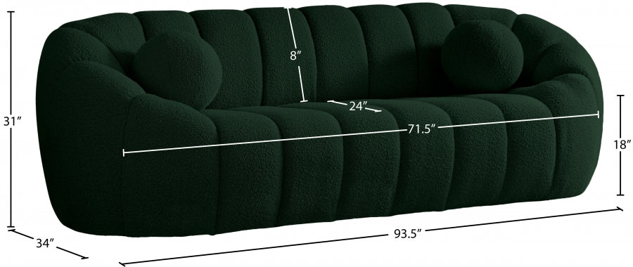 Elijah Green Boucle Fabric Sofa - 644Green-S - Vega Furniture