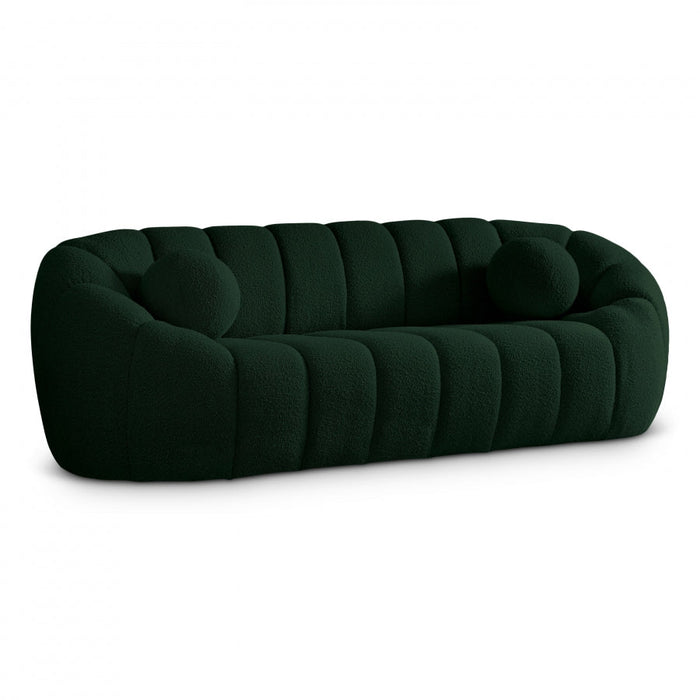 Elijah Green Boucle Fabric Sofa - 644Green-S - Vega Furniture