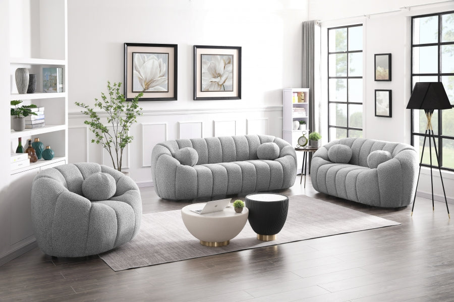 Elijah Grey Boucle Fabric Loveseat - 644Grey-L - Vega Furniture