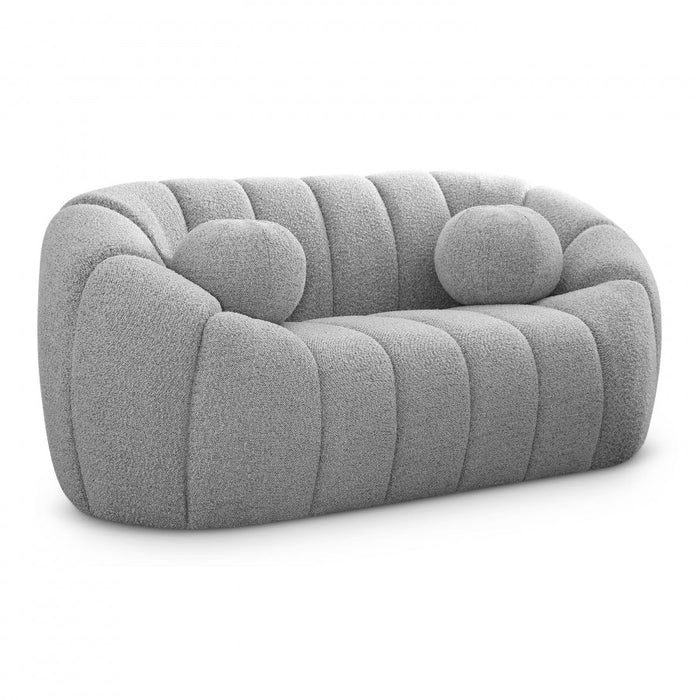 Elijah Grey Boucle Fabric Loveseat - 644Grey-L - Vega Furniture