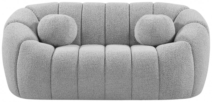 Elijah Grey Boucle Fabric Loveseat - 644Grey-L - Vega Furniture