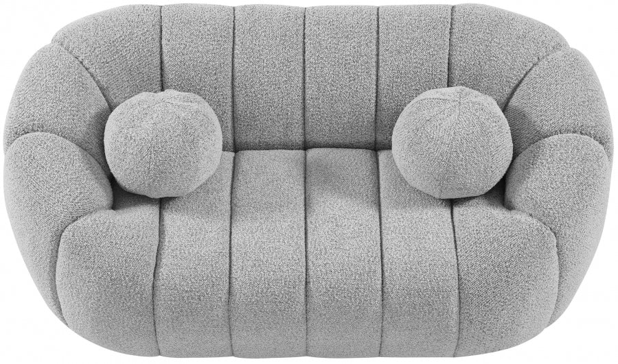 Elijah Grey Boucle Fabric Loveseat - 644Grey-L - Vega Furniture