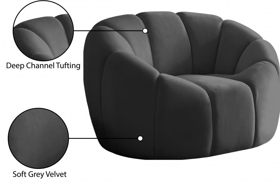 Elijah Grey Velvet Chair - 613Grey-C - Vega Furniture