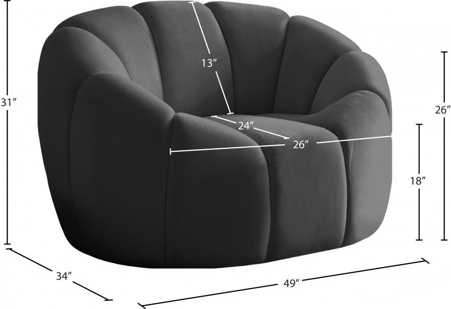 Elijah Grey Velvet Chair - 613Grey-C - Vega Furniture