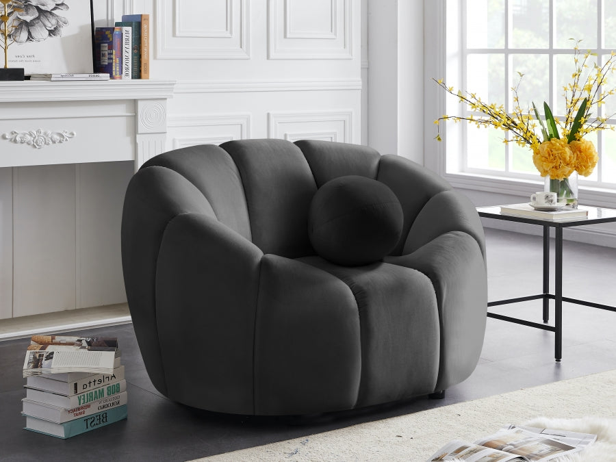 Elijah Grey Velvet Chair - 613Grey-C - Vega Furniture