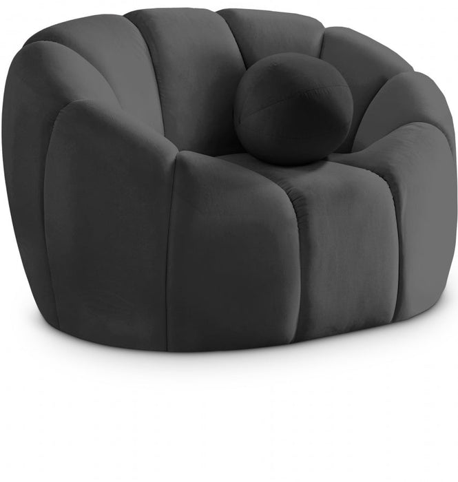 Elijah Grey Velvet Chair - 613Grey-C - Vega Furniture