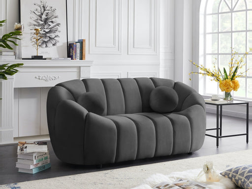 Elijah Grey Velvet Loveseat - 613Grey-L - Vega Furniture