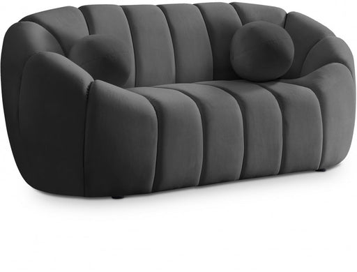 Elijah Grey Velvet Loveseat - 613Grey-L - Vega Furniture