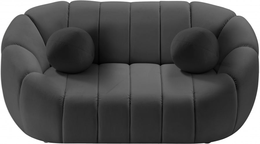 Elijah Grey Velvet Loveseat - 613Grey-L - Vega Furniture