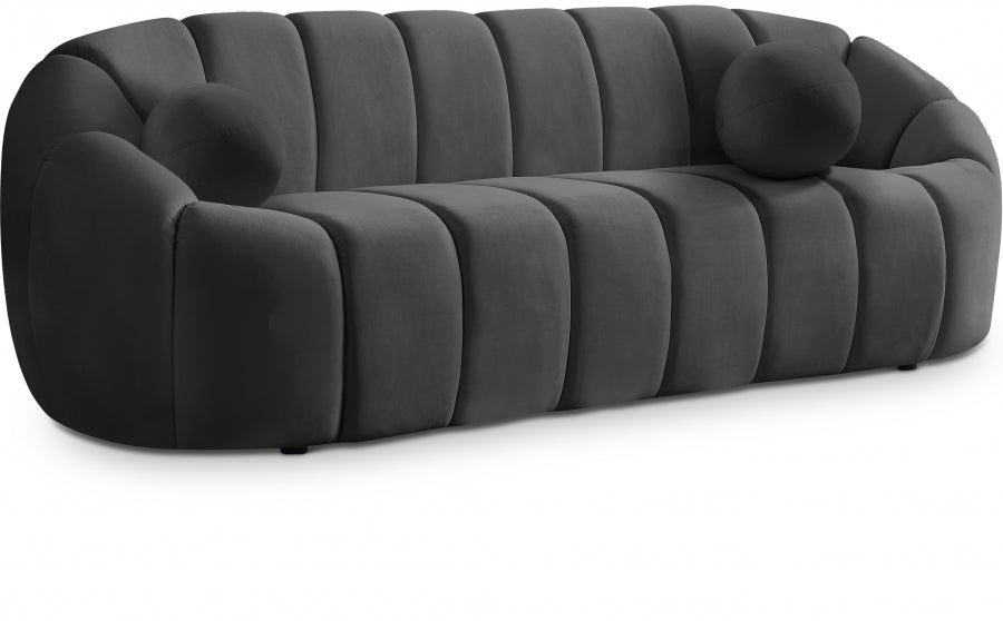 Elijah Grey Velvet Sofa - 613Grey-S - Vega Furniture