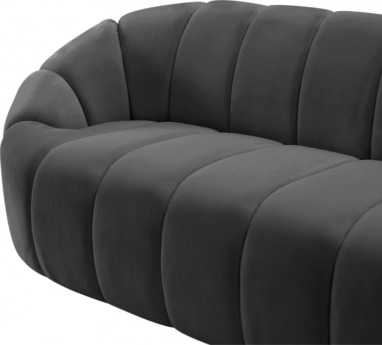 Elijah Grey Velvet Sofa - 613Grey-S - Vega Furniture