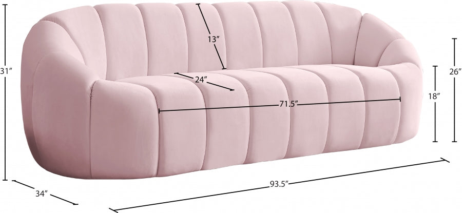 Elijah Pink Velvet Sofa - 613Pink-S - Vega Furniture