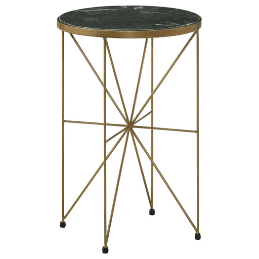 Eliska Green/Antique Gold Round Accent Table with Marble Top - 936061 - Vega Furniture