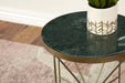Eliska Green/Antique Gold Round Accent Table with Marble Top - 936061 - Vega Furniture