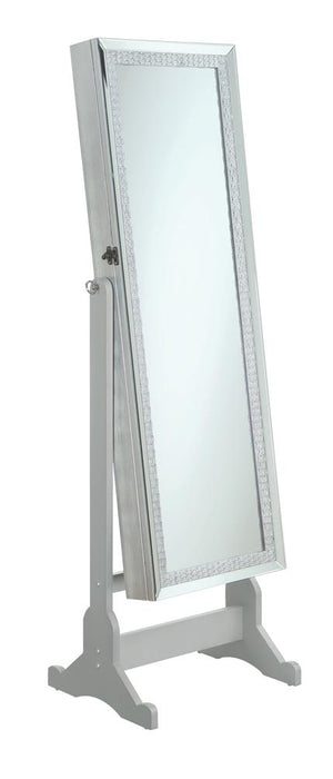 Elle Silver Jewelry Cheval Mirror with Crystal Trim - 902779 - Vega Furniture