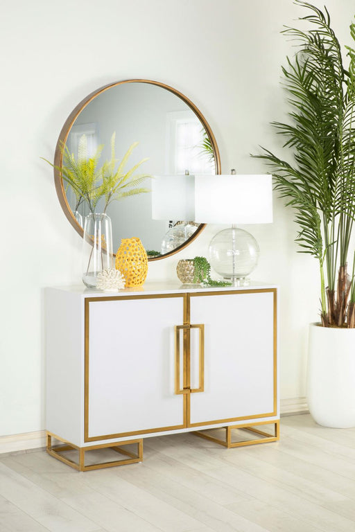 Elsa White/Gold 2-Door Accent Cabinet with Adjustable Shelves - 959594 - Vega Furniture