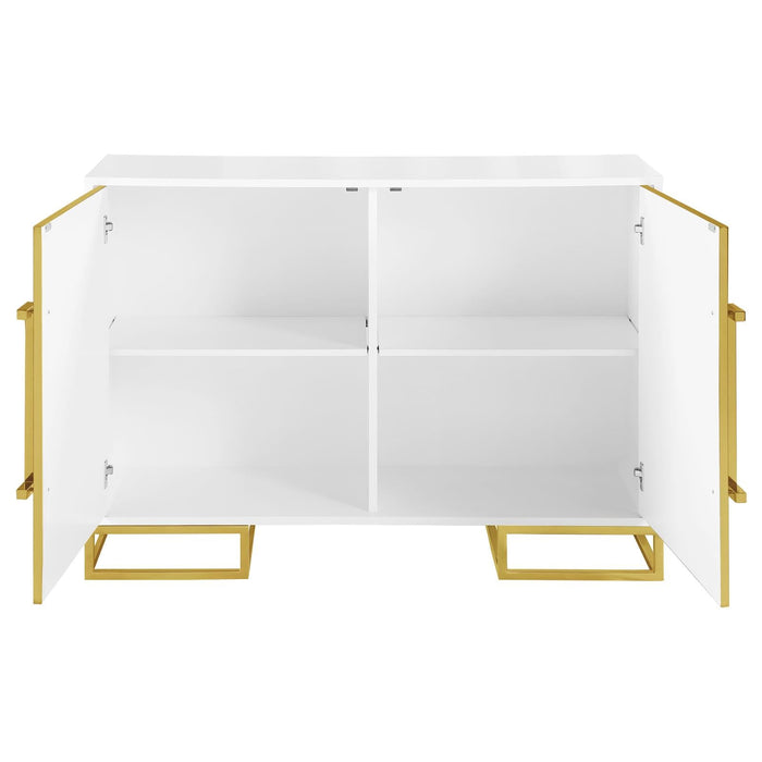 Elsa White/Gold 2-Door Accent Cabinet with Adjustable Shelves - 959594 - Vega Furniture