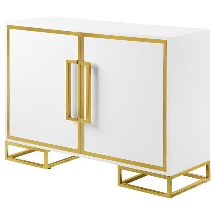 Elsa White/Gold 2-Door Accent Cabinet with Adjustable Shelves - 959594 - Vega Furniture