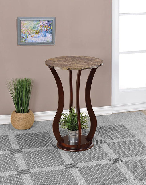 Elton Brown Round Marble Top Accent Table - 900926 - Vega Furniture