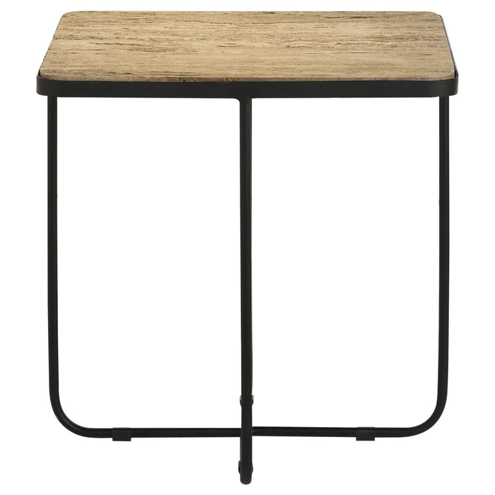 Elyna Travertine/Black Square Accent Table - 935855 - Vega Furniture