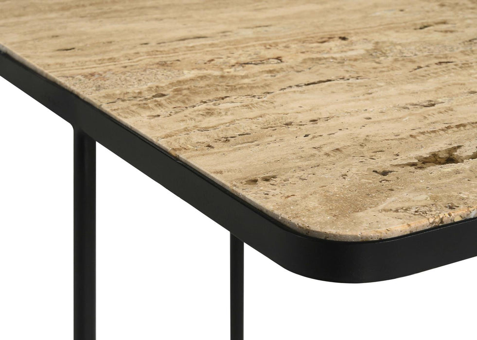 Elyna Travertine/Black Square Accent Table - 935855 - Vega Furniture