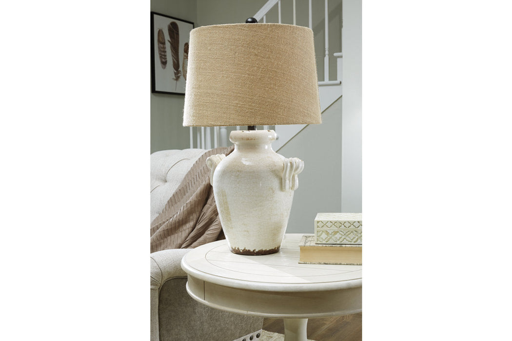 Emelda Cream Table Lamp - L100664 - Vega Furniture
