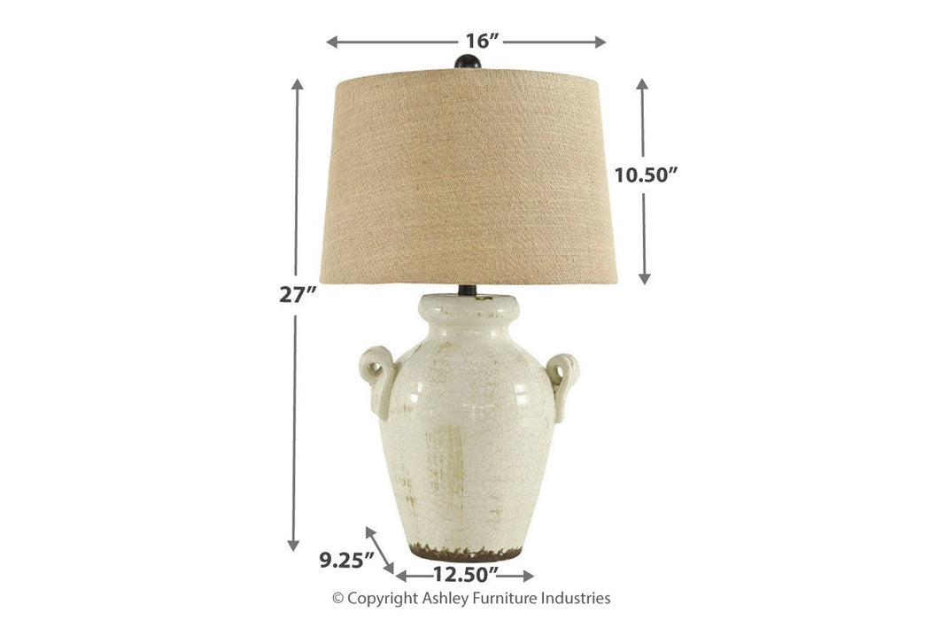 Emelda Cream Table Lamp - L100664 - Vega Furniture