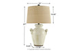 Emelda Cream Table Lamp - L100664 - Vega Furniture