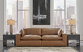 Emilia Caramel Leather 2-Piece Loveseat - SET | 3090164 | 3090165 - Vega Furniture