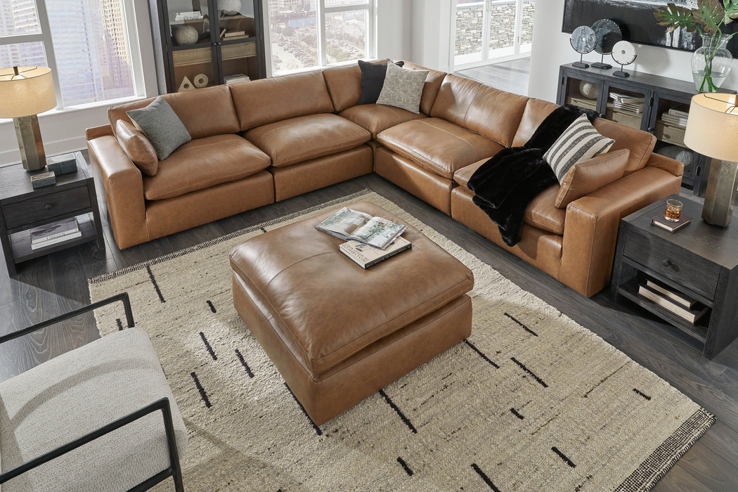 Emilia Caramel Leather 5-Piece Sectional - SET | 3090164 | 3090165 | 3090177 | 3090146 | 3090146 - Vega Furniture