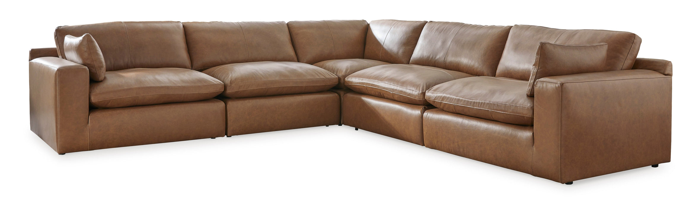 Emilia Caramel Leather 5-Piece Sectional - SET | 3090164 | 3090165 | 3090177 | 3090146 | 3090146 - Vega Furniture