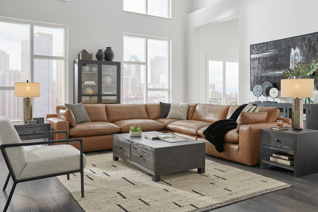 Emilia Caramel Leather 5-Piece Sectional - SET | 3090164 | 3090165 | 3090177 | 3090146 | 3090146 - Vega Furniture