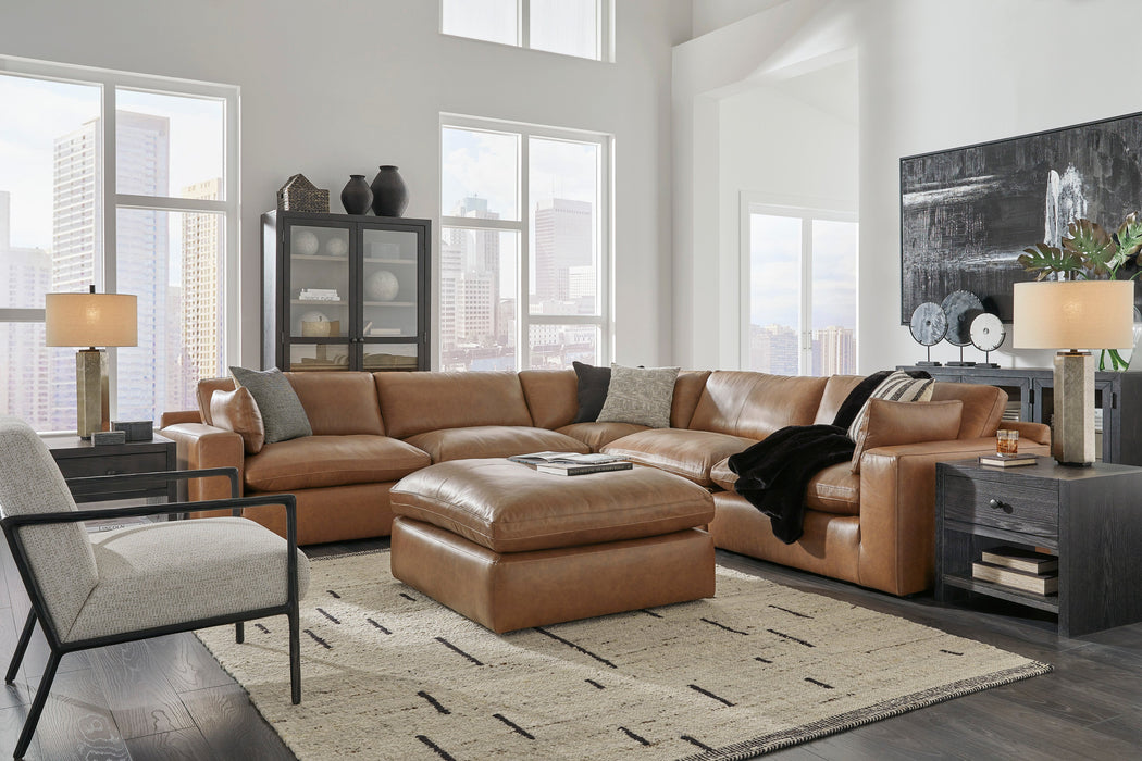 Emilia Caramel Leather 5-Piece Sectional - SET | 3090164 | 3090165 | 3090177 | 3090146 | 3090146 - Vega Furniture