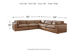 Emilia Caramel Leather 5-Piece Sectional - SET | 3090164 | 3090165 | 3090177 | 3090146 | 3090146 - Vega Furniture