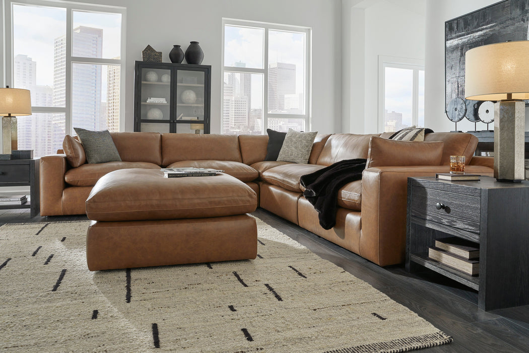 Emilia Caramel Leather 5-Piece Sectional - SET | 3090164 | 3090165 | 3090177 | 3090146 | 3090146 - Vega Furniture