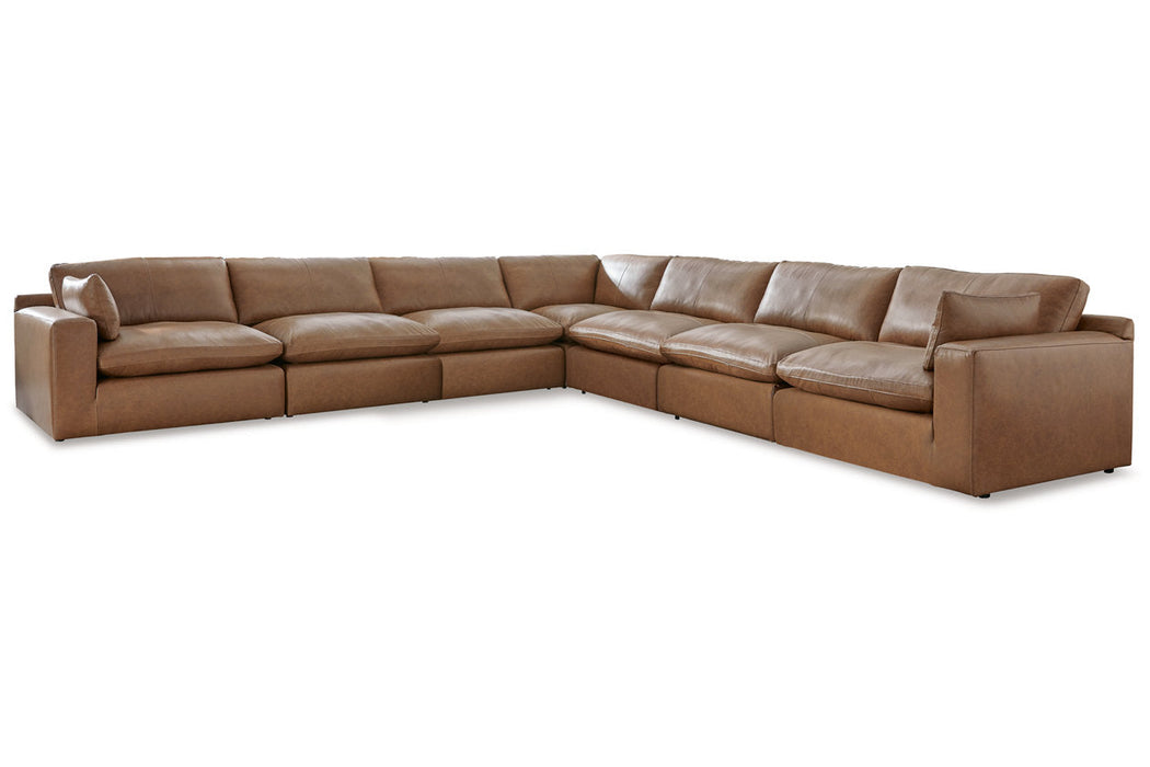 Emilia Caramel Leather 7-Piece Sectional - SET | 3090164 | 3090165 | 3090177 | 3090146 | 3090146 | 3090146 | 3090146 - Vega Furniture