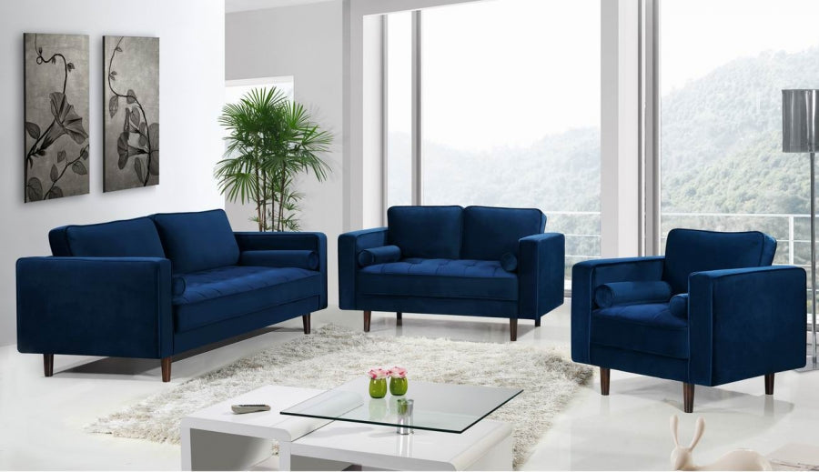 Emily Blue Velvet Sofa - 625Navy-S - Vega Furniture