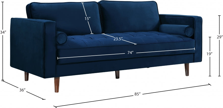 Emily Blue Velvet Sofa - 625Navy-S - Vega Furniture