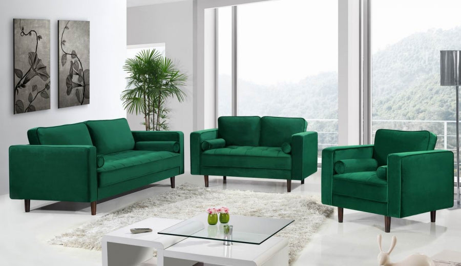 Emily Green Velvet Loveseat - 625Green-L - Vega Furniture