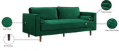 Emily Green Velvet Sofa - 625Green-S - Vega Furniture