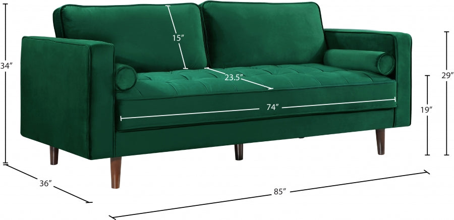 Emily Green Velvet Sofa - 625Green-S - Vega Furniture